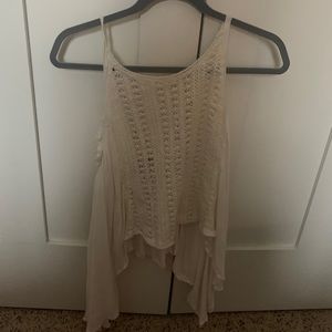 White knit tank top with flowy back